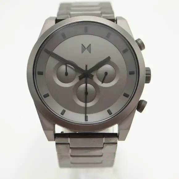 MVMT Element Chrono Mens Gunmetal 44mm Watch Steel Chronograph w New Battery